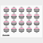 Moderne Black Stripes IMITATE Rosa Glitz und Name Runder Aufkleber (Blatt)