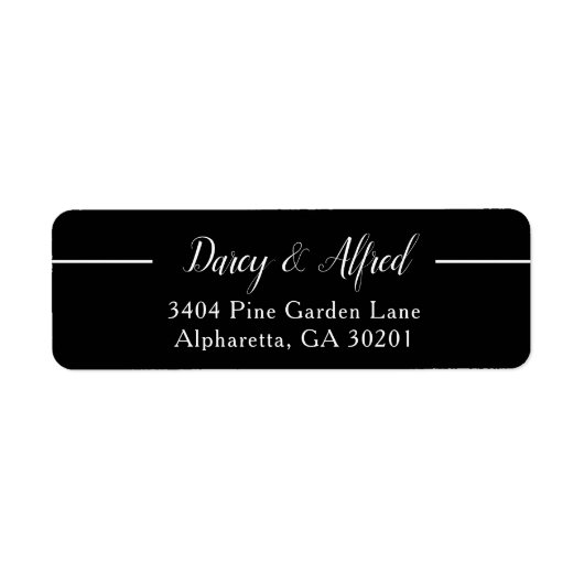 Moderne Black Stylish Script Wedding Rücksendeadre (Vorne)