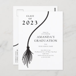 Moderne Black Tassel Graduation Party Postcard Postkarte