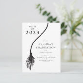 Moderne Black Tassel Graduation Party Postcard Postkarte (Stehend Vorderseite)