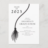 Moderne Black Tassel Graduation Party Postcard Postkarte (Vorderseite)