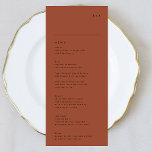 Moderne Black Terracotta Stripe Monogram Wedding Menükarte<br><div class="desc">schlankes Menü,  um der Sammlung zu entsprechen *Wenn Sie mehr Papieroptionen wünschen,  kann dieses Design in ein schlankes Programm übertragen *oder für weitere Hilfe kontaktieren Sie mich</div>