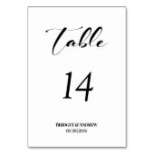 Moderne Black Text Wedding Tischnummer (Vorderseite)