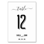 Moderne Black Text Wedding Tischnummer Platzkarte (Rückseite)