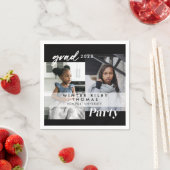 Moderne Black Then & Now - Zwei-Foto-Graduierungsp Serviette (Beispiel)