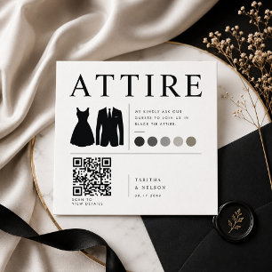 Moderne Black-Tie-Kleidung QR-Code Hochzeitsdetail Begleitkarte
