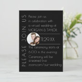 Moderne Black Tonal Virtual Wedding, Foto Einladung (Stehend Vorderseite)