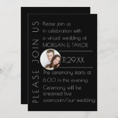 Moderne Black Tonal Virtual Wedding, Foto Einladung (Vorne/Hinten)