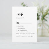 Moderne Black Typografy Menu RSVP Card (Stehend Vorderseite)