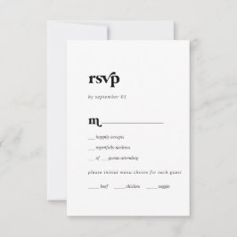 Moderne Black Typografy Menu RSVP Card