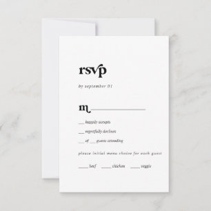 Moderne Black Typografy Menu RSVP Card Karte