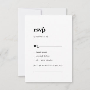 Moderne Black Typography Song Request RSVP Card