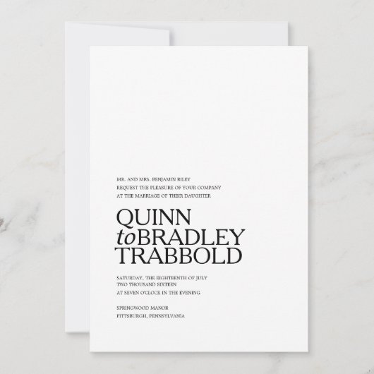 MODERNE BLACK UND WEISSE GLAM Hochzeitsreise Einladung (Vorderseite)