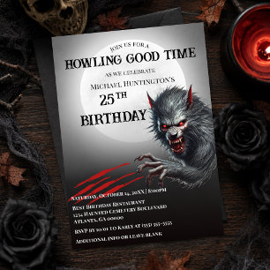 Moderne Black Werewolf-Party jeden Alters Einladung
