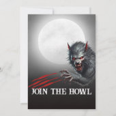 Moderne Black Werewolf-Party jeden Alters Einladung (Rückseite)