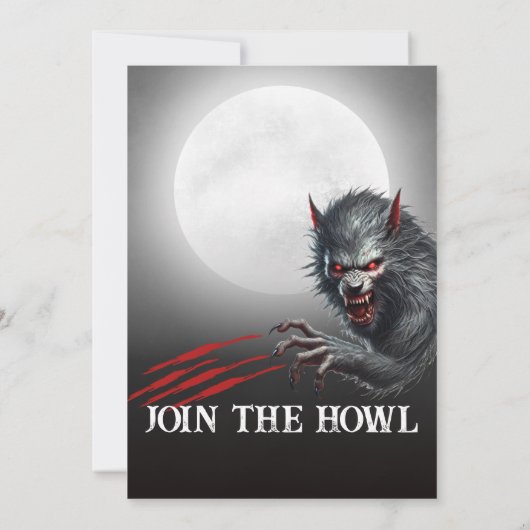 Moderne Black Werewolf-Party jeden Alters Einladung (Rückseite)