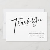 Moderne Black & White Baby Dusche Dankeskarte (Vorderseite)