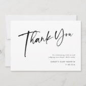 Moderne Black & White Baby Dusche Dankeskarte (Vorderseite)