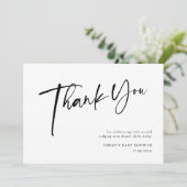 Moderne Black & White Baby Dusche Dankeskarte (Stehend Vorderseite)