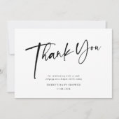 Moderne Black & White Baby Dusche Dankeskarte (Vorderseite)