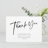 Moderne Black & White Baby Dusche Dankeskarte (Stehend Vorderseite)