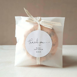 Moderne Black & White Baby Dusche Vielen Dank Runder Aufkleber