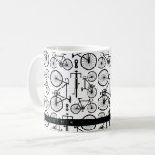 Moderne Black & White Bicycle Muster Kaffeemaschin Kaffeetasse (Vorderseite Links)