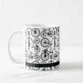 Moderne Black & White Bicycle Muster Kaffeemaschin Kaffeetasse (Links)