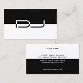 Moderne Black & White DJ Business Card Visitenkarte (Vorne/Hinten)