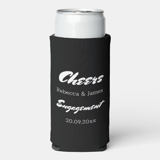 Moderne Black & White Engagement Party jubelt Selters Dosenkühler (Seltzer Vorderseite)