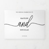 Moderne Black & White Simple Script Wedding Suite Dreifach Gefaltete Einladung (Cover)