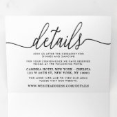 Moderne Black & White Simple Script Wedding Suite Dreifach Gefaltete Einladung (Innen Erste Seite)