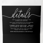 Moderne Black & White Simple Script Wedding Suite Dreifach Gefaltete Einladung (Innen Erste Seite)