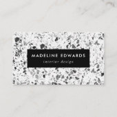 Moderne Black & White Terrazzo Business Card Visitenkarte (Vorderseite)
