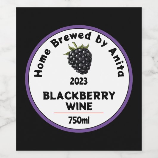 Moderne BlackBerry Wine Flasche Weinetikett (Einzelnes Label)