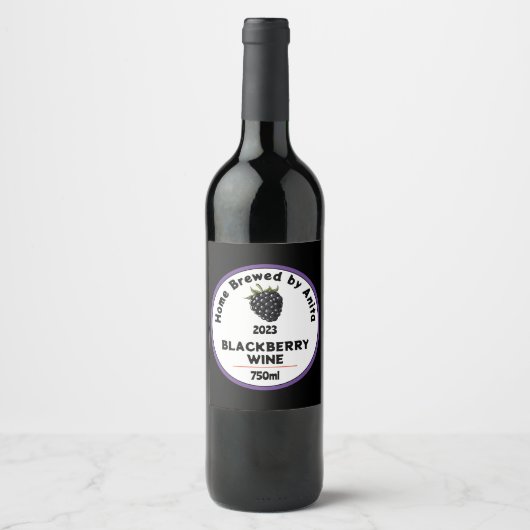 Moderne BlackBerry Wine Flasche Weinetikett (Vorderseite)