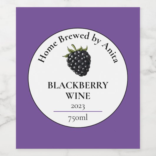 Moderne BlackBerry Wine Flasche Weinetikett (Einzelnes Label)