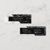 Moderne BlackWhite silberne Mini Visitenkarte (Vorne/Hinten)