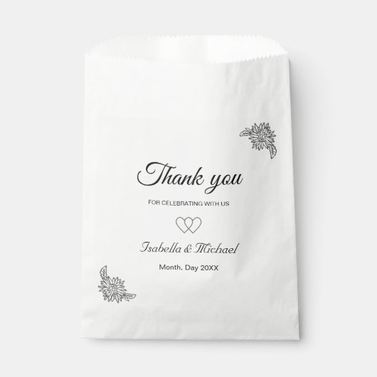 Moderne Bläserei in Schwarz-Weiß-Hochzeit Geschenktütchen (Vorderseite)