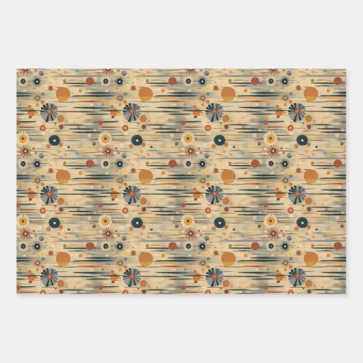 Moderne bläserne blaue Circle Line aus dem Mittela Geschenkpapier Set (Vorderseite)