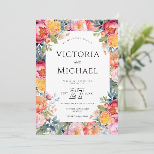 Moderne Bläserpferde Rosa Hochzeitsvorlage Einladung (Stehend Vorderseite)