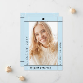 Moderne blass-blaue Klasse 2025 Abschluss Foto Ankündigung