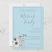 Moderne blassblaue und Eukalyptus-graue Hochzeit Einladung (Vorderseite)