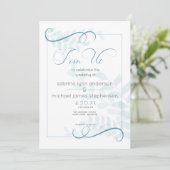 Moderne blasse Foliage Chic Akzente Aquamarin Blue Einladung (Stehend Vorderseite)