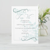 Moderne blasse Foliage Chic Akzente Jade Green Einladung (Stehend Vorderseite)