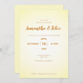 Moderne blassgelbe Hochzeitsfeier Einladung (Vorne/Hinten)