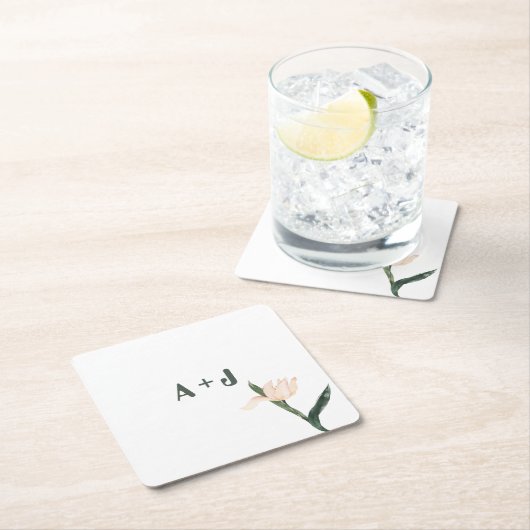 Moderne blassrosa floral rechteckiger pappuntersetzer (Vor Ort)