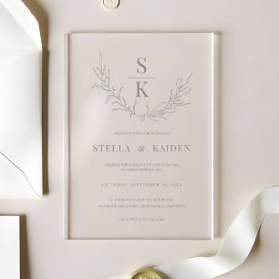 Moderne Blatt-Skizzenzeichnung Elegante Hochzeit Acryleinladungen