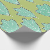 Moderne Blätter Aqua und Green Oak Geschenkpapier (Ecke)