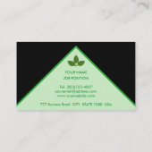 Moderne Blätter auf Grün und Schwarz Visitenkarte (Rückseite)